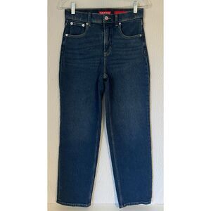 Spanx dark wash high rise straight leg jeans. Size SP.